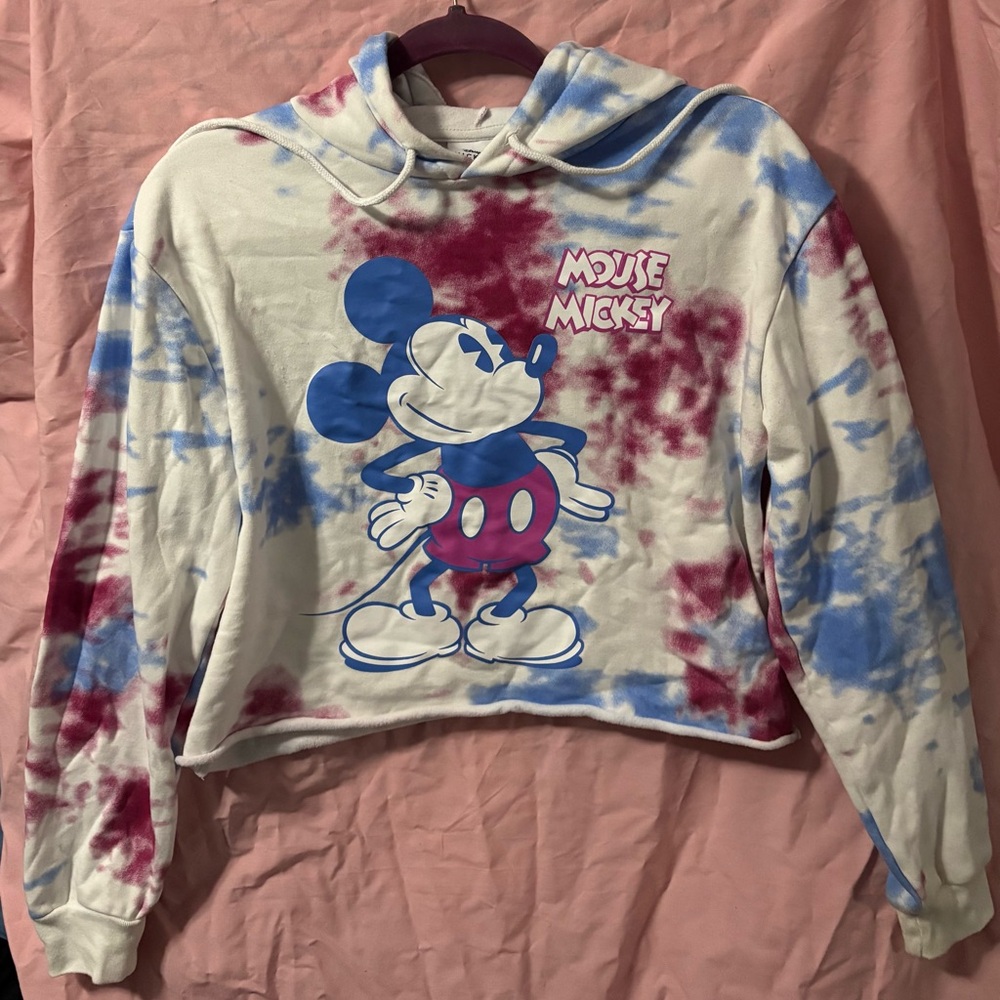 Disney Mickey Mouse Tie-Dye Hoodie - Red, Blue, White